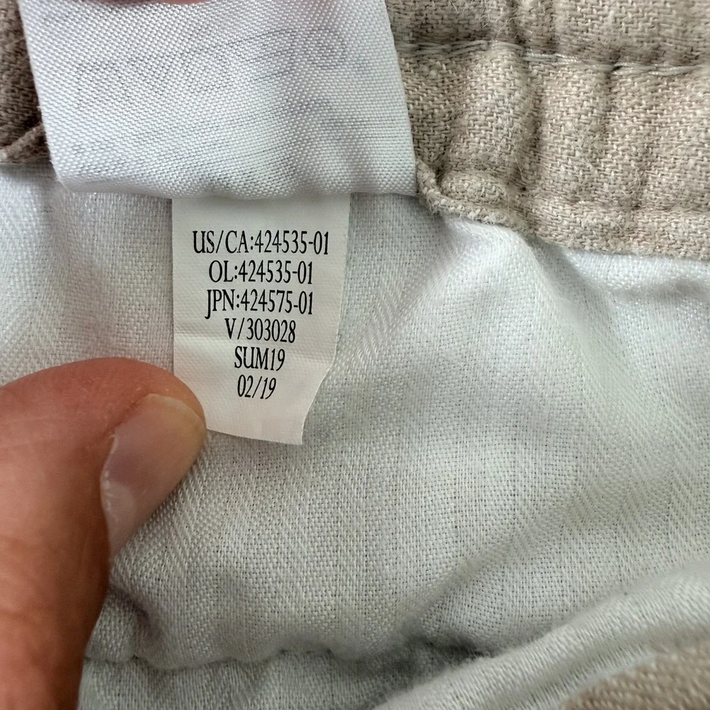 Banana Republic Linen Blend Slim Fit Zip/Drawstring Waist Pants Beige Men 34x29